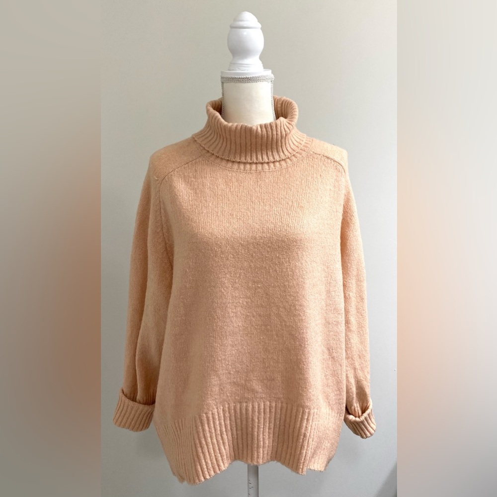 Double Zero Womens M Peach Turtleneck Sweater Boho Fall Fairy 90s Minimalism